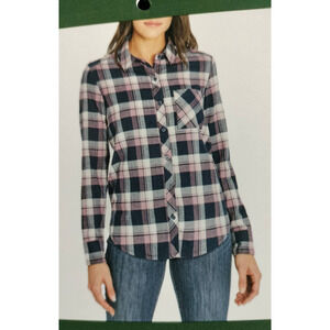 Orvis NWT black and Pink plaid flannel woman size small